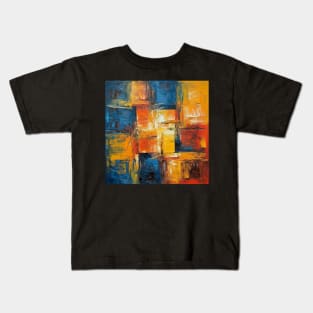 Minimalistic Geometric Patterns in an Abstract Oil Painting Kids T-Shirt